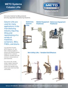 Stationary Column Lifts, mobile equipment positioner, stationary equipment positioner, METO Systems, metolift